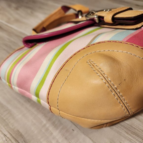 Coach Hampton Y2K Multi-Colored Striped Handbag Purse - Picture 7 of 12